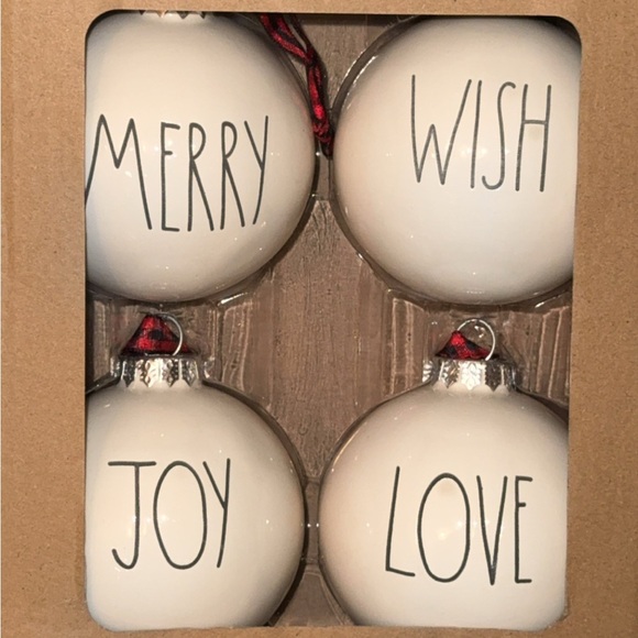 Rae Dunn Christmas Holiday Hanging Tree Ornaments Set of 4 White - Picture 1 of 5